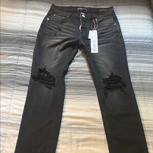 Black Skinny Distressed Jeans with Knee Rips